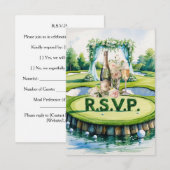 GOLF bruiloft R.S.V.P. antwoord aquarel stijl (Voorkant / Achterkant)