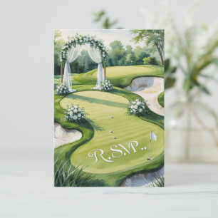 GOLF bruiloft R.S.V.P. antwoord aquarel stijl