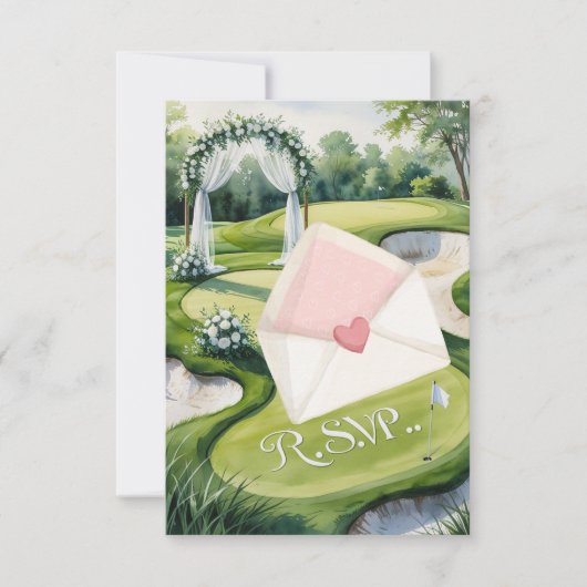 GOLF bruiloft R.S.V.P. antwoord aquarel stijl (Voorkant)