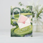 GOLF bruiloft R.S.V.P. antwoord aquarel stijl (Staand voorkant)