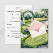 GOLF bruiloft R.S.V.P. antwoord aquarel stijl (Voorkant / Achterkant)