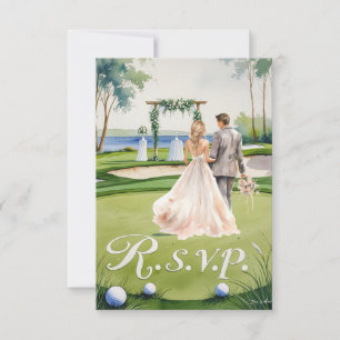 GOLF bruiloft R.S.V.P. antwoord aquarel stijl