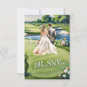 GOLF bruiloft R.S.V.P. antwoord aquarel stijl