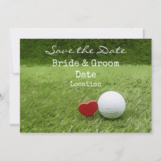 Golf bruiloft save the date met liefde golfer kaart (Voorkant)