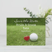 Golf bruiloft save the date met liefde golfer kaart (Staand voorkant)