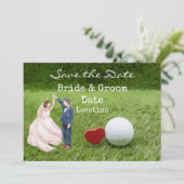 Golf bruiloft save the date met liefde golfer kaart (Staand voorkant)
