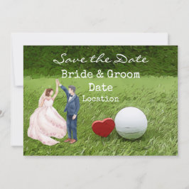 Golf bruiloft save the date met liefde golfer kaart