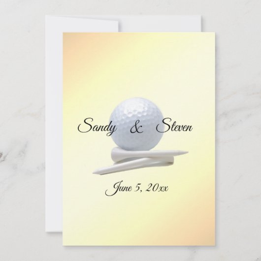 Golf bruiloft thema gele uitnodigingen (Achterkant)