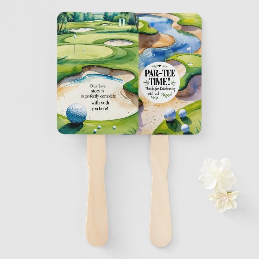 Golf bruiloft thema handwaaier (Voorkant en achterkant)