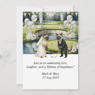 Golf bruiloft thema voor Cat Lovers Kaart