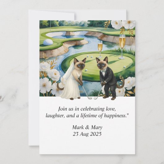 Golf bruiloft thema voor Cat Lovers Kaart (Voorkant)
