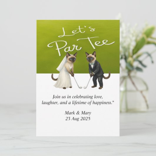 Golf bruiloft thema voor Cat Lovers Kaart (Staand voorkant)