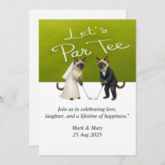 Golf bruiloft thema voor Cat Lovers Kaart (Voorkant / Achterkant)