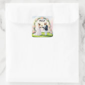 Golf bruiloft thema voor Cat Lovers Vierkante Sticker (Tas)