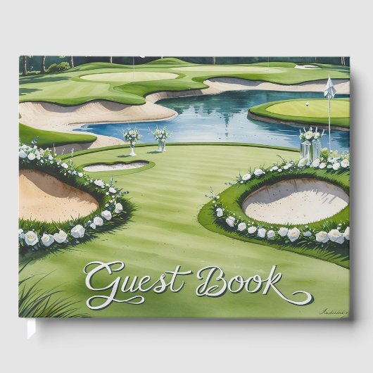 Golf bruiloft thema voor golfer gastenboek (Voorkant)