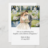 Golf bruiloft thema waterverf kaart (Voorkant / Achterkant)