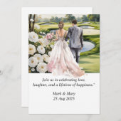 Golf bruiloft thema waterverf kaart (Voorkant / Achterkant)