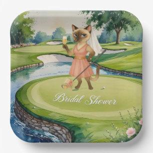 GOLF BRUILOFTSDUS voor Kattenliefhebber golfer Papieren Bordje