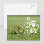 Golf bruiloftsfeest met golfbal en hart liefde briefkaart (Voorkant / Achterkant)