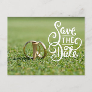 Golf bruiloftsfeest met golfbal en hart liefde briefkaart