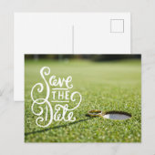 Golf bruiloftsfeest met golfbal en hart liefde briefkaart (Voorkant / Achterkant)