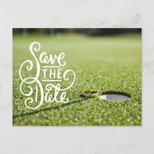 Golf bruiloftsfeest met golfbal en hart liefde  briefkaart