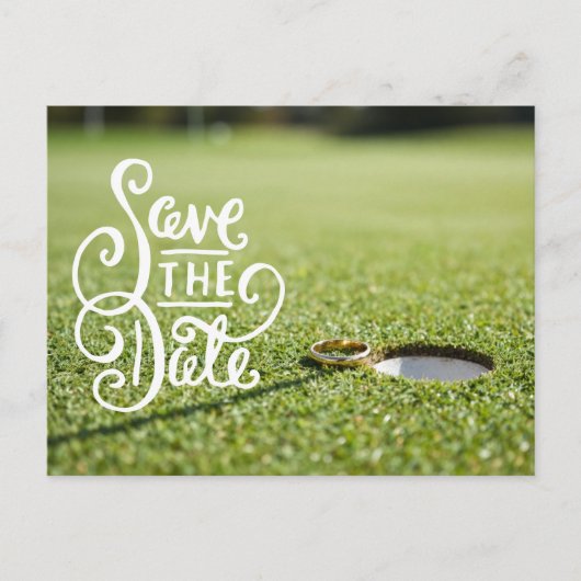 Golf bruiloftsfeest met golfbal en hart liefde briefkaart (Voorkant)