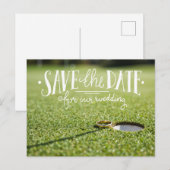 Golf bruiloftsfeest met golfbal en hart liefde briefkaart (Voorkant / Achterkant)