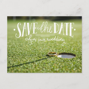 Golf bruiloftsfeest met golfbal en hart liefde briefkaart