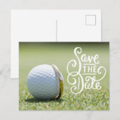 Golf bruiloftsfeest met golfbal en hart liefde  briefkaart (Voorkant / Achterkant)