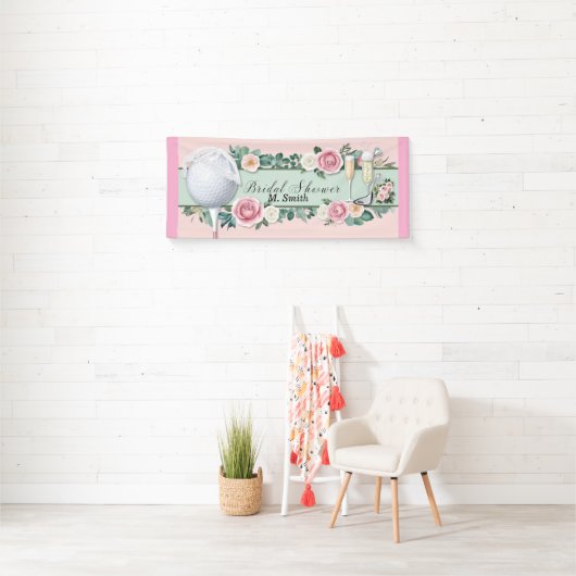 Golf bruiloftsfeest met golfbal voor bruid golfer spandoek (Insitu)