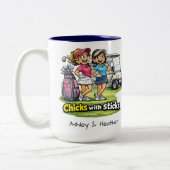 Golf Buddies Besties BFF Fun Personalized Mug Tweekleurige Koffiemok (Links)