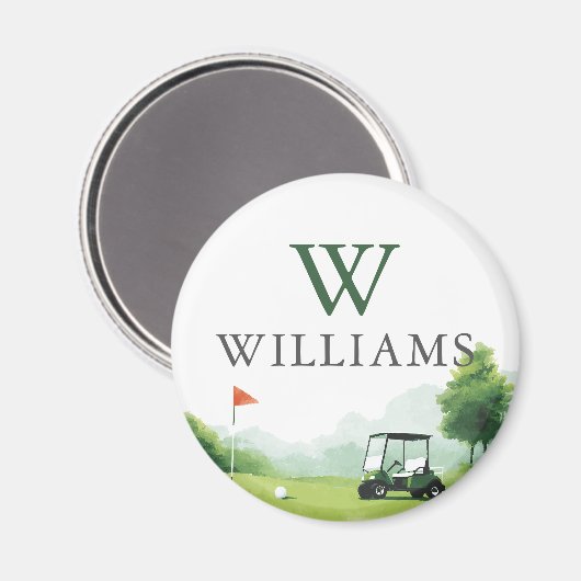Golf Buggy Aangepaste Naam Monogram Golfbal Marker Magneet (Voorkant / Achterkant)