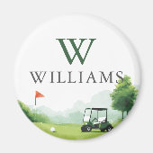 Golf Buggy Aangepaste Naam Monogram Golfbal Marker Magneet (Voorkant)