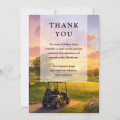 Golf Buggy Herdenkingsdienst Funeral Foto Bedankkaart (Voorkant)