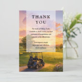 Golf Buggy Herdenkingsdienst Funeral Foto Bedankkaart (Staand voorkant)
