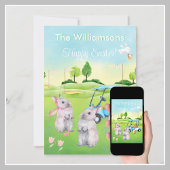 Golf Bunnies charmanend Happy Easter Feestdagenkaart