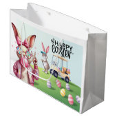 Golf Bunny Ribbit Golfer voor Pasen Groot Cadeauzakje (Voorkant Gekanteld)