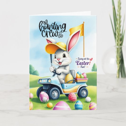 Golf Bunny Ribbit Golfer voor Pasen Kaart (Voorkant)