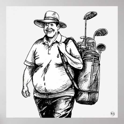 Golf Caddie - Golf Art Print (Voorkant)