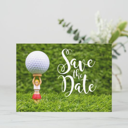 Golf caddy Save the Date Kaart (Staand voorkant)