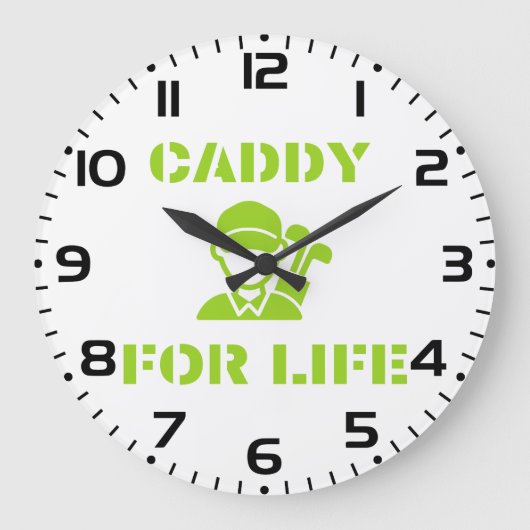Golf Caddy voor het Leven Quote Lime Groen Grote Klok (Voorkant)