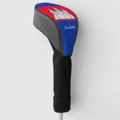 Golf Cambodja & Cambodjaanse vlag/Golf Clubs Hoesj Golfheadcover (Schuin)