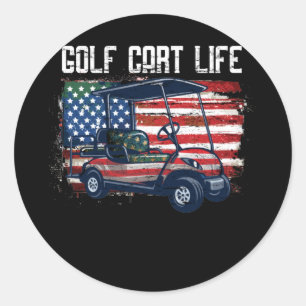 Golf Cart  Amerikaanse vlag Golfing Independence Ronde Sticker
