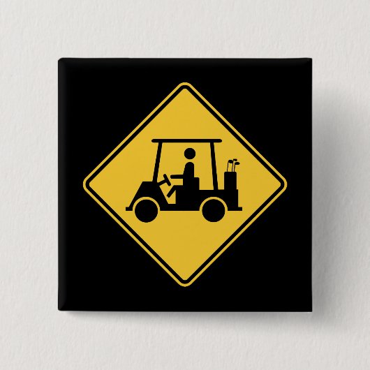 Golf Cart Attentie Vierkante Button 5,1 Cm (Voorkant)