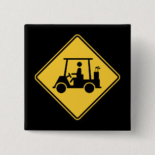 Golf Cart Attentie Vierkante Button 5,1 Cm