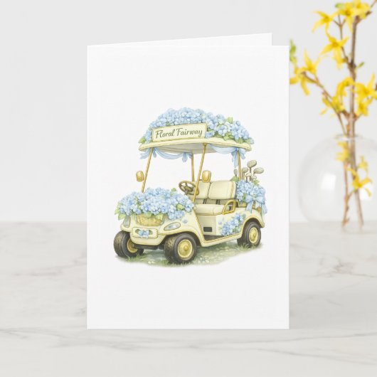 Golf Cart Birthday or Encouragement Card Kaart (Gele Bloem)