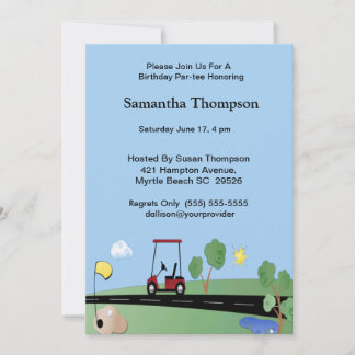 Golf Cart Birthday-uitnodigingen Kaart