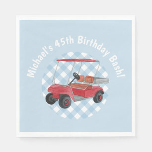 Golf Cart Blue White Preppy Country Club Servet