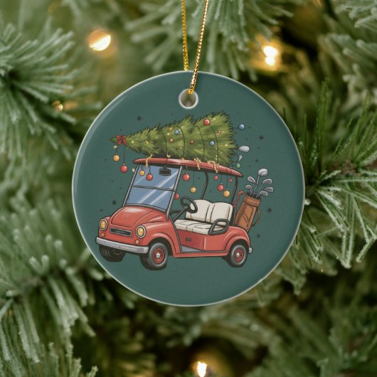 Golf Cart Christmas Tree Golf Lover Gift Keramisch Ornament (Boom)